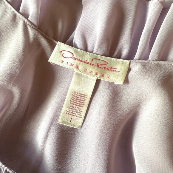 Oscar De La Renta Pink Label Sheer Negligee Chemise Lilac Babydoll Sz Large - Picture 5 of 6